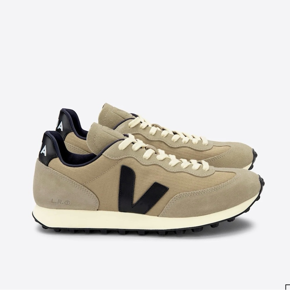 Veja Rio Bronco Tan and Black Retro Sneakers